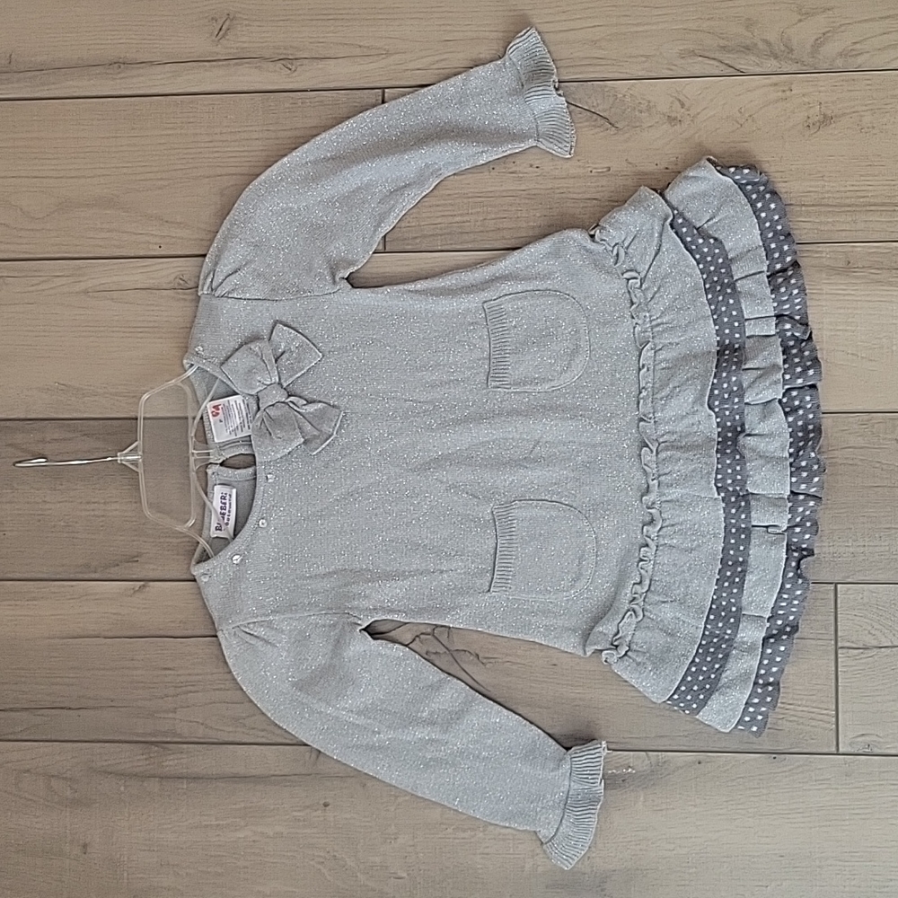 Blueberi Boulevard Girls Holiday Christmas Silver Sparkle Knit Dress - Size 3T